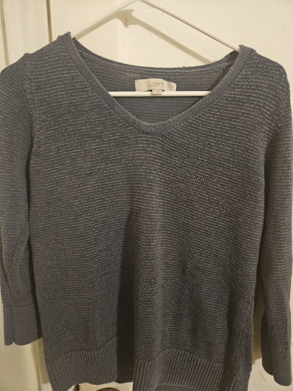 LOFT Women's V-Neck Sweater in Slate Blue-Gray